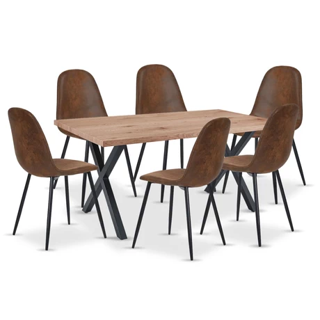 Comedor Easton Mesa 75x90x160cm + 6 Sillas Velvet Café