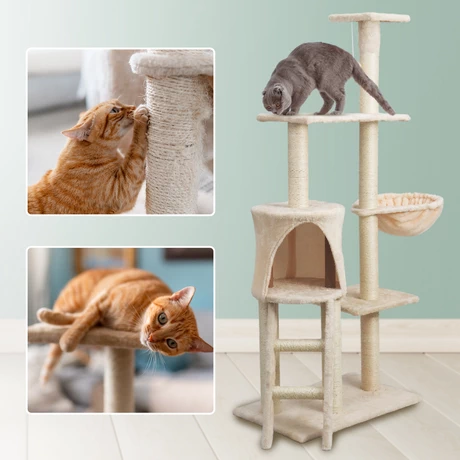Torre Rascador Para Gatos Multinivel 135cm Café