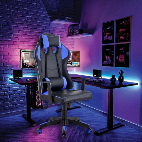 Silla Gamer Egonómica con Reposa Cabezas Azul