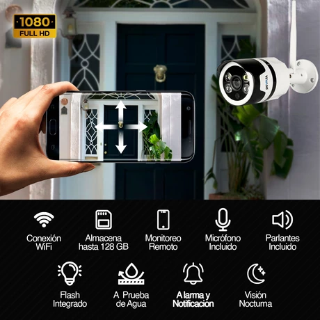 Cámara Exterior Sensor de Movimiento 1080P Blanco