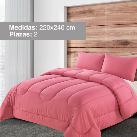 Plumón Liso Colors 2 Plazas Rosado