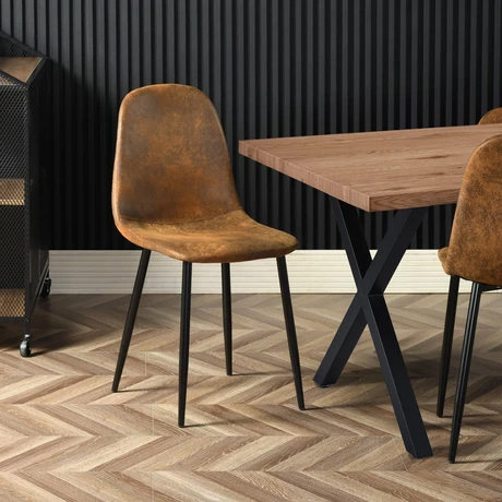 Comedor Easton Mesa 75x90x160cm + 6 Sillas Velvet Café