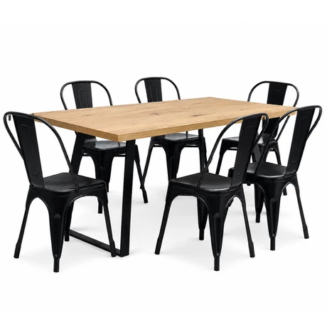 Comedor New York Mesa 75 x 80 x 150 cm + 6 Sillas Tolix Ind. - vista alternativa