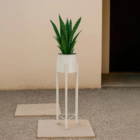 Porta Macetero Pedestal Decorativo Blanco 76 cm