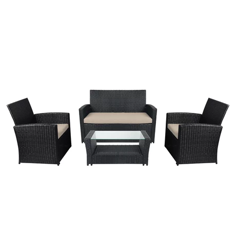 Set Terraza 4 Piezas Sorrento Mesa + Sillon Negro
