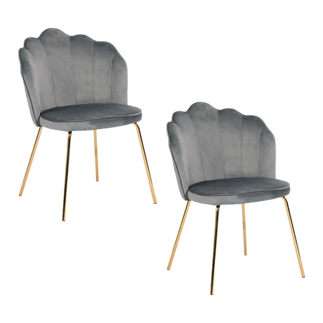 Pack 2 Sillas de Comedor de Terciopelo Gris
