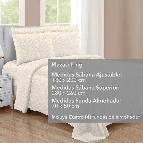 Juego de Sábanas de Microfibra King Size Flores