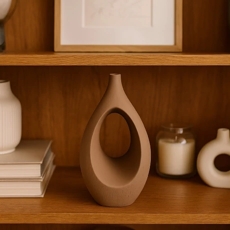 Florero Diseño Cerámica Café 26cm