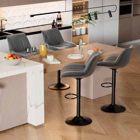 Pack 2 Sillas de Bar New York con Respaldo y Reposapiés Gris