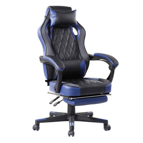 Silla Gamer Reclinable 150° Reposapiés Azul