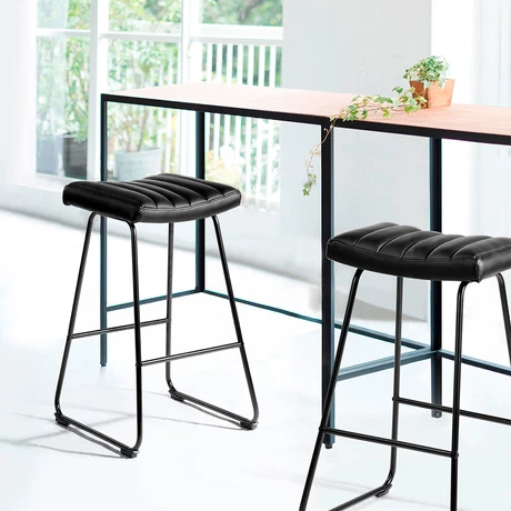 Pack de 2 Pisos de Bar Acolchados Taburetes Negro