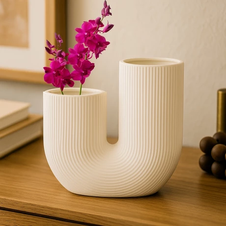 Florero Adorno Cerámica Blanco 21cm