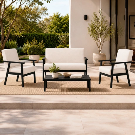 Juego de Living Terraza Sofa 2 Cuerpos + 2 Sitiales Riva Beige