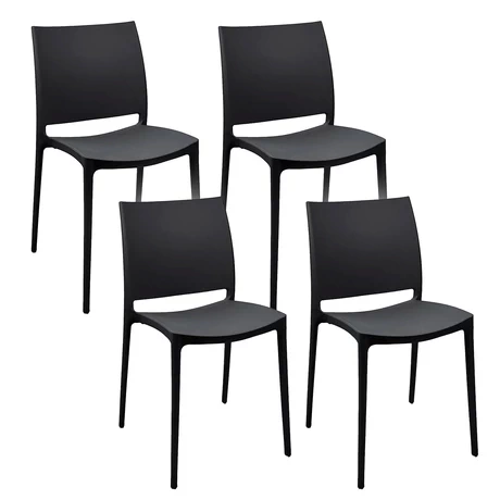 Pack 4 Sillas Plásticas Terraza Restaurante Negra - vista alternativa