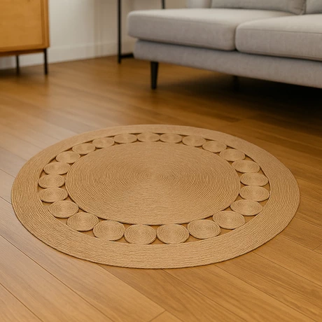 Alfombra Decorativa Redonda Yute Diseño 120cm