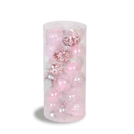 Set 24 Esferas Navidad Rosado