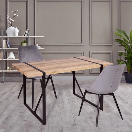 Mesa de Comedor con Base de Metal Nogal