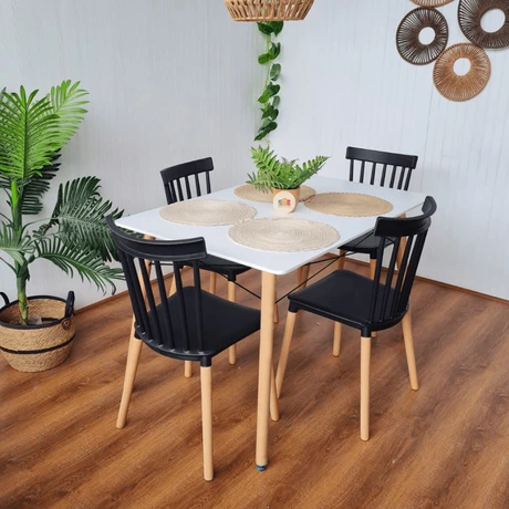 Comedor 4P Nórdico Eames 110X80 + Sillas Classic Negro