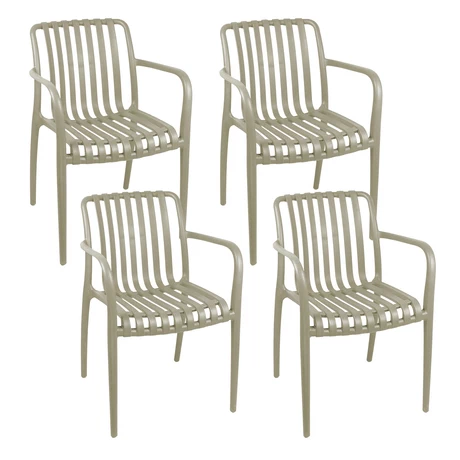 Pack 4 Sillas Terraza Plástica Giza Taupe