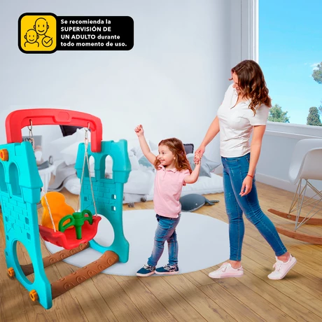 Castillo Columpio Infantil Celeste