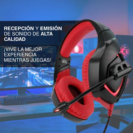 Audífonos Gamer L1B Luces Led con Micrófono Rojo
