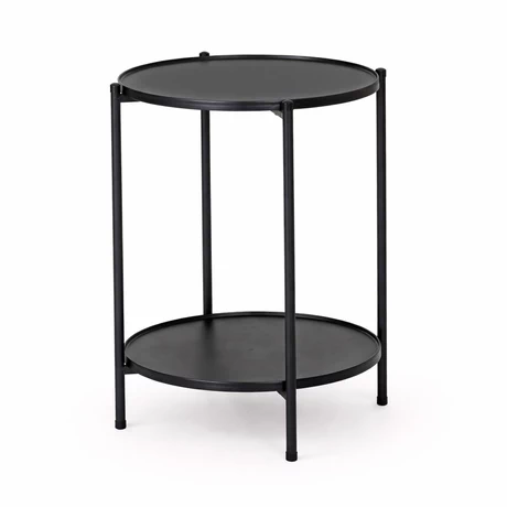 Mesa Lateral metálica con repisa 57x43x43 cm Negro