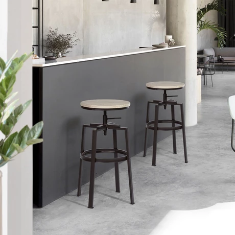 Pack 2 Pisos Bar Taburete Altura Regulable Roble