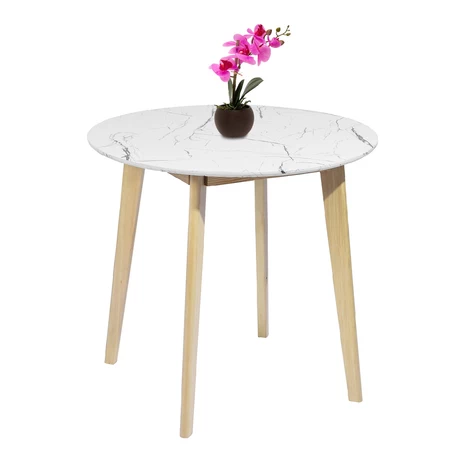 Mesa de Comedor Redonda con Patas de Pino Blanco