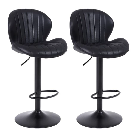 Pack 2 Pisos de Bar Lounge con Respaldo y Reposapiés Negro