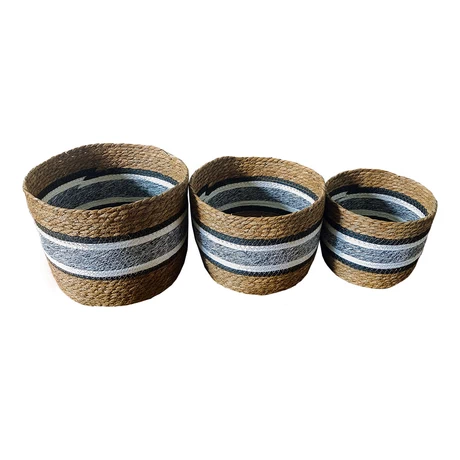 Set 3 Cestos de Fibra Natural Café