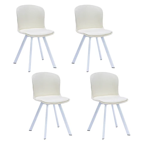 Pack 4 Sillas de Comedor PP y Tela Blanco