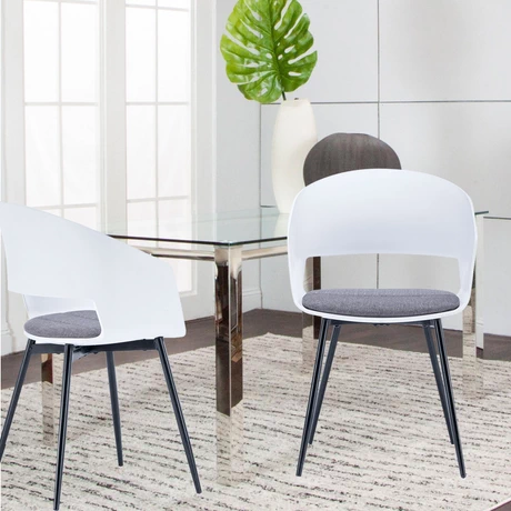 Pack 2 Sillas de Comedor con Cojín Bicolor Blanco