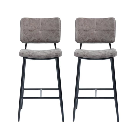 Pack 2 Piso Bar con Espaldar Acolchado Alto Gris