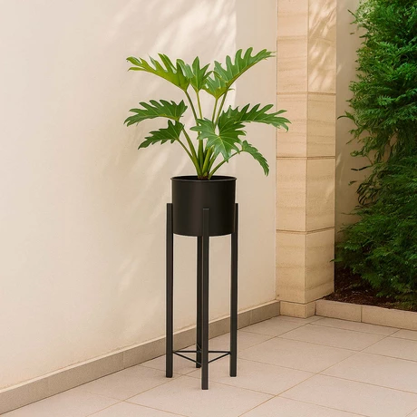 Porta Macetero Pedestal Decorativo Negro 76 cm