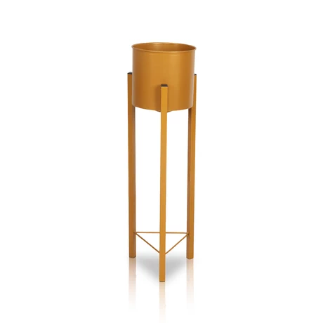 Porta Macetero Pedestal Decorativo Dorado 76 cm