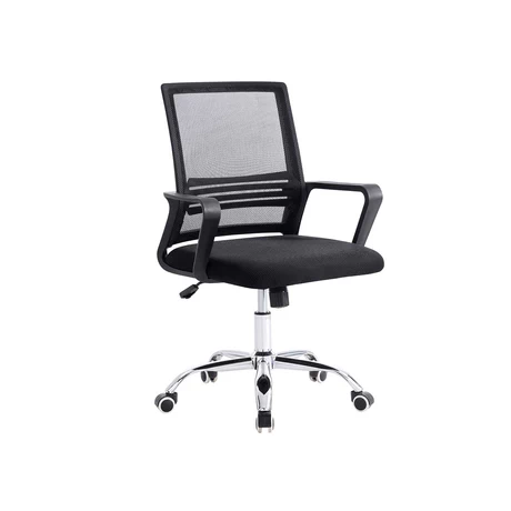 Silla de Oficina de Malla con Reposa Brazos Negro