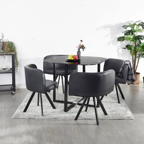 Juego Comedor 4 Sillas Ajedrez Negro