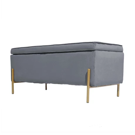 Banqueta Baúl de Terciopelo Tudor Gris