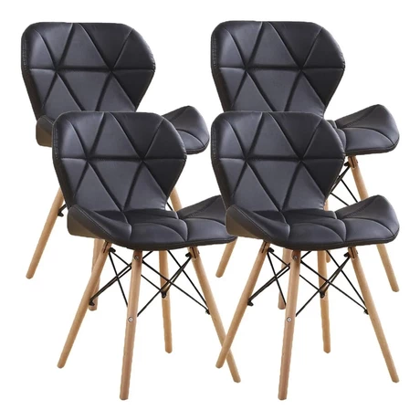 Pack 4 - Silla Eames Acolchada - Negro