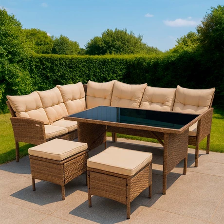 Juego de Comedor Terraza 7 Personas Capri Café