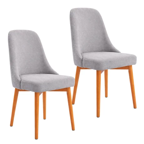 Pack 2 Sillas Madera con Asiento y Respaldo Tapizados Gris - vista alternativa