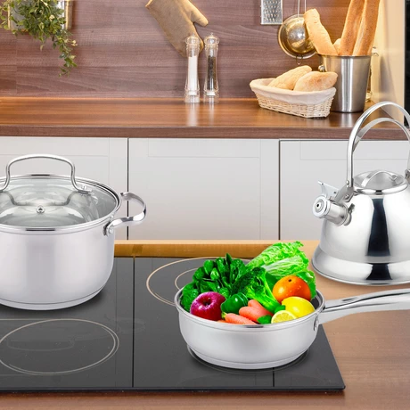 Batería Cocina 5 Piezas Acero Inoxidable Gris