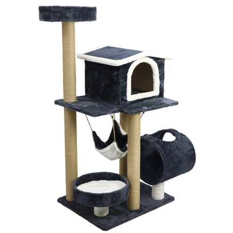 Gimnasio Rascador Gatos con hamaca 126cm Gris Oscuro