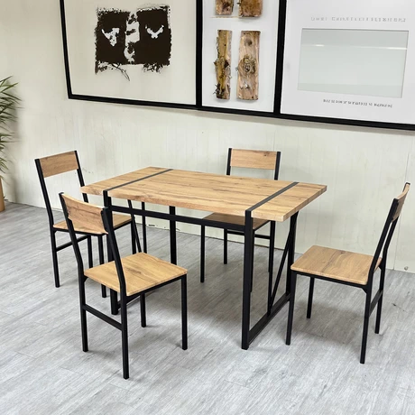 Comedor Mesa 75x70x120 4 Sillas Metal-Madera - vista alternativa