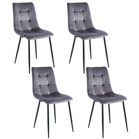 Pack 4 Sillas de Comedor de Terciopelo Gris