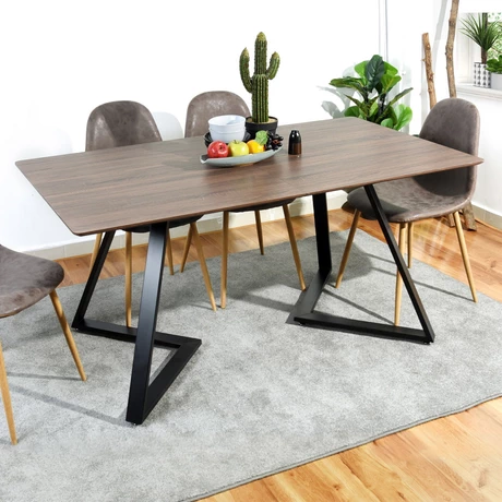 Mesa Comedor Base Metal Geométrica Negro
