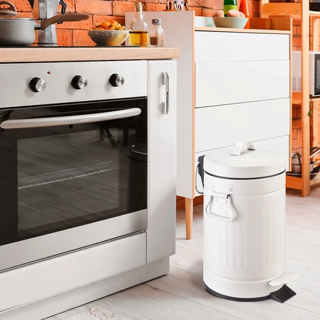 Basurero Retro 5 L Metal Blanco