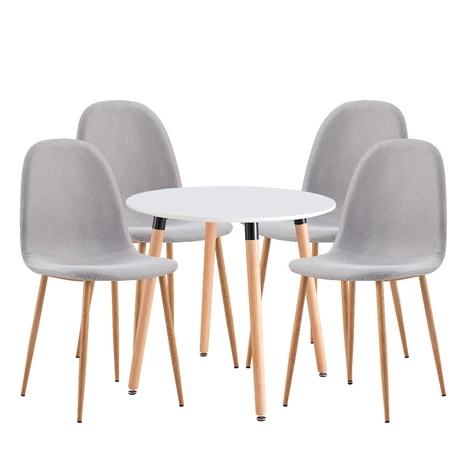 Juego de Comedor Redondo de 4 Sillas Blanco