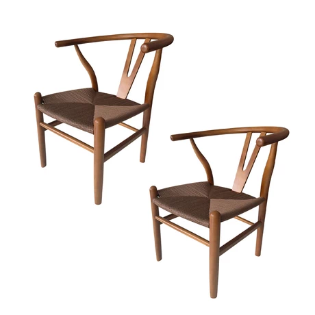 Pack 2 Sillas Comedor Whishbone Madera Café Oscuro