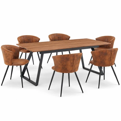 Comedor Doncic Mesa Extensible 75x90x160-200 cm 6 Sillas Pu Café - vista alternativa